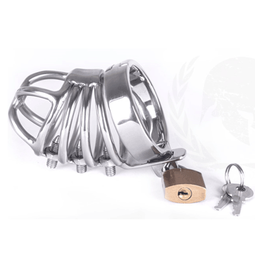Spartacus 4-Ring Locking Chastity Cage With Screws - Stainless Steel