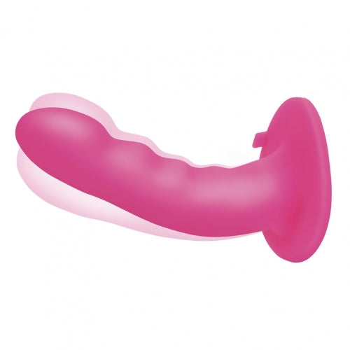 Pegasus Remote Control 6 Inch Curved Ripple Silicone Peg With Harness - Pink
