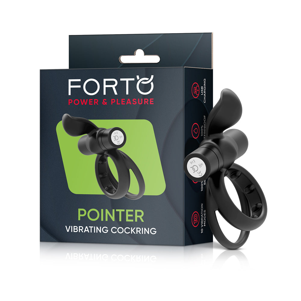 FORTO Pointer Vibrating Cock Ring - Black
