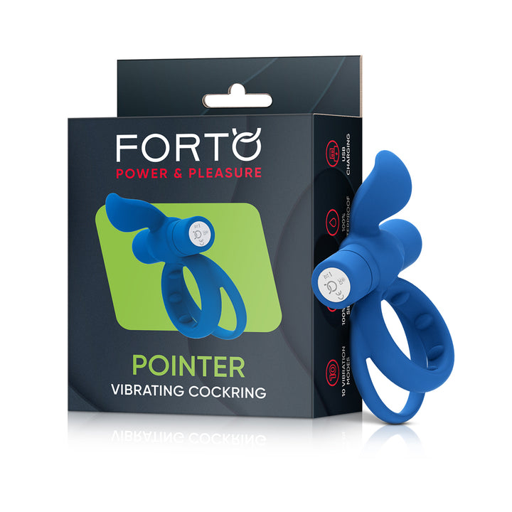 FORTO Pointer Vibrating Cock Ring - Blue