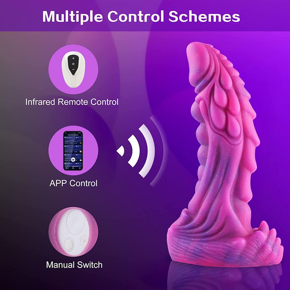 HiSmith Waldolo Amor Silicone Remote Vibrating Dildo 8.4 Inch - Pink/Purple