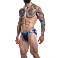 C4M Desire Jockstrap - Blue Leatherette