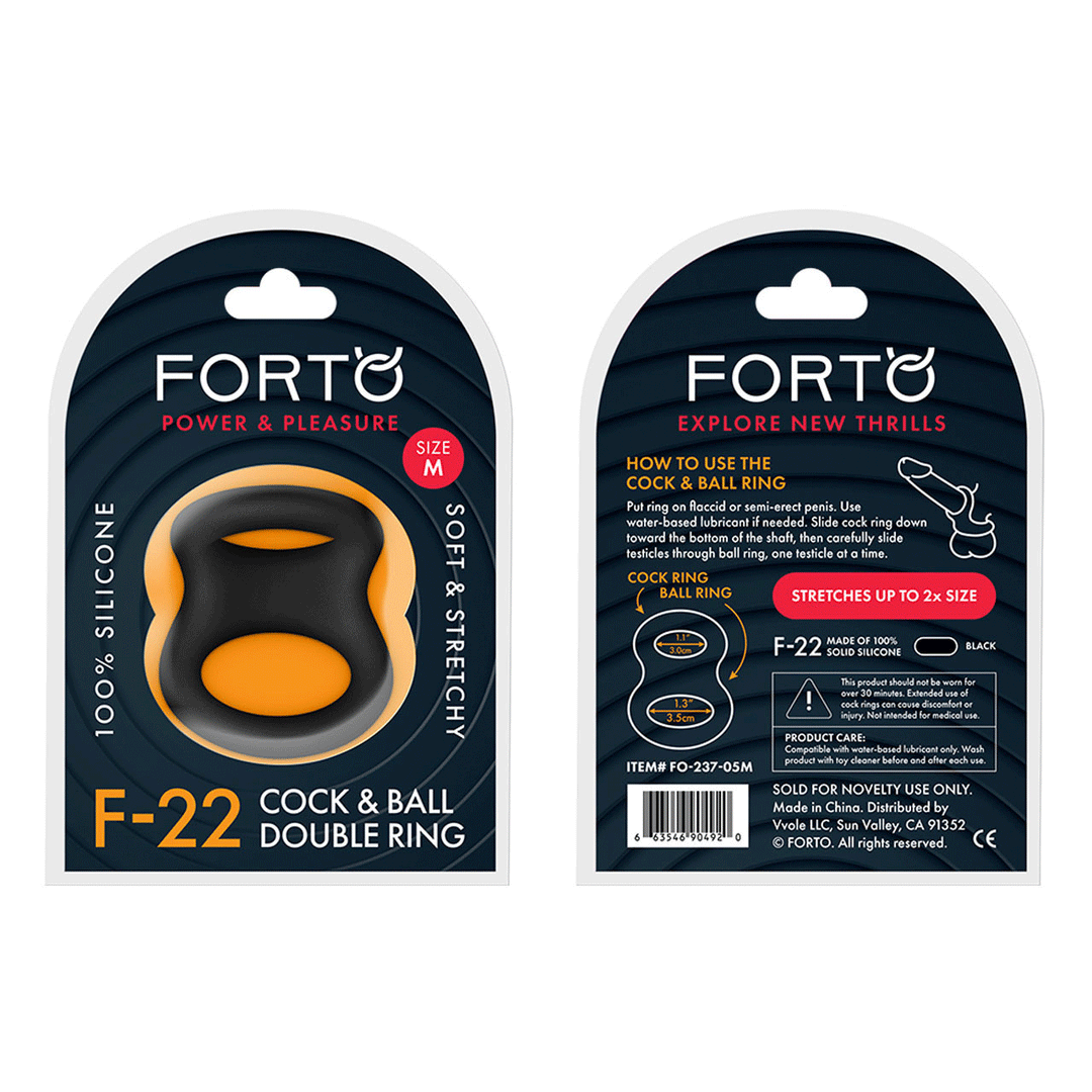 FORTO F-22 Double Liquid Silicone D Ring Medium - Black