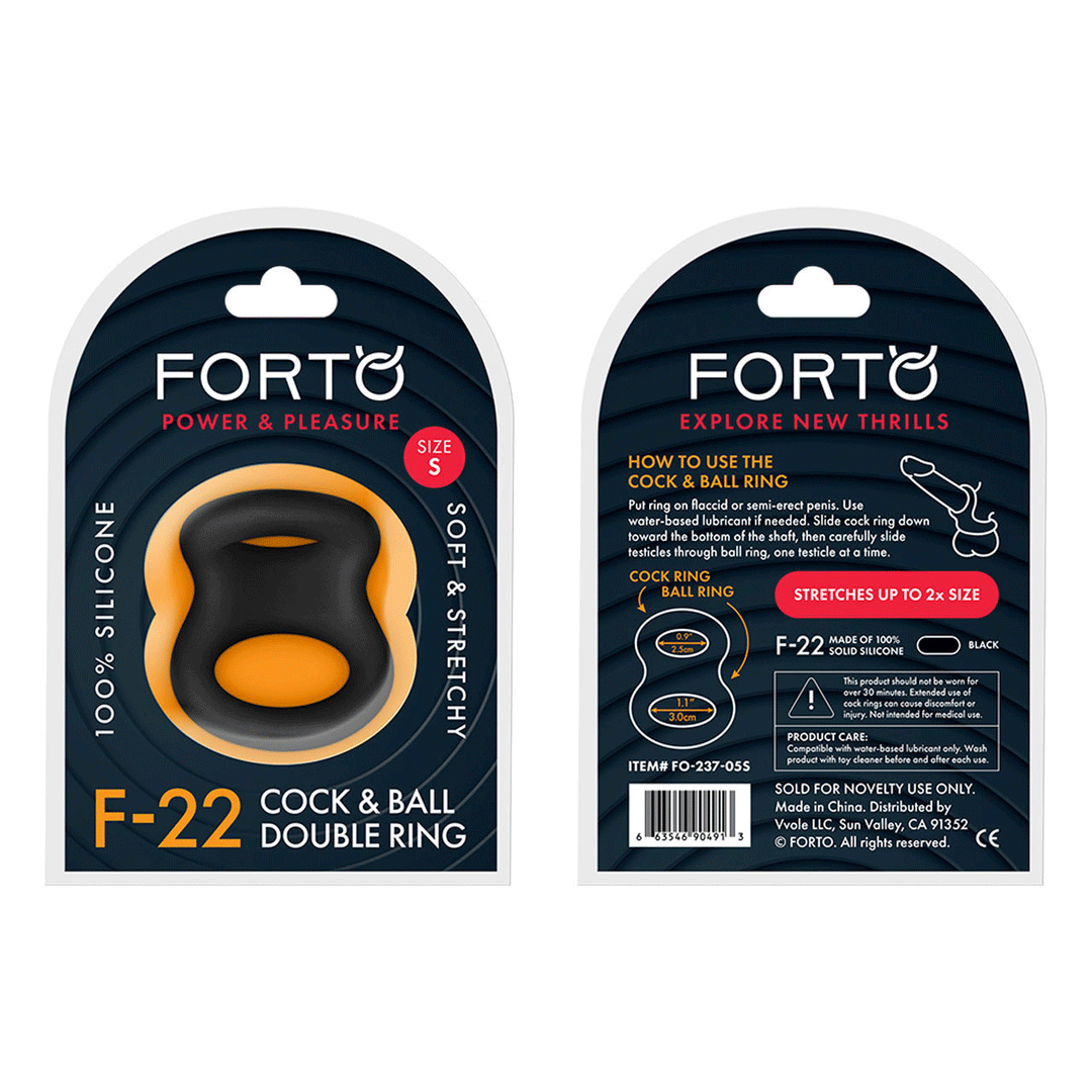 FORTO F-22 Double Liquid Silicone D Ring Small - Black