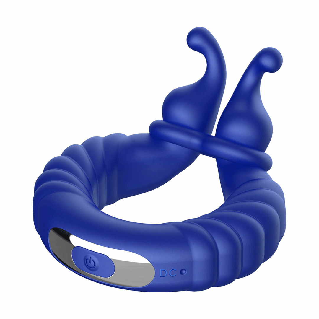 FORTO F-24 Textured Vibrating Cock Ring - Blue