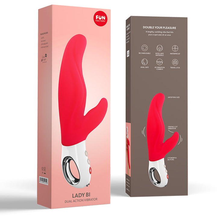 Fun Factory Lady Bi Rechargeable Rabbit Vibrator - Indian Red