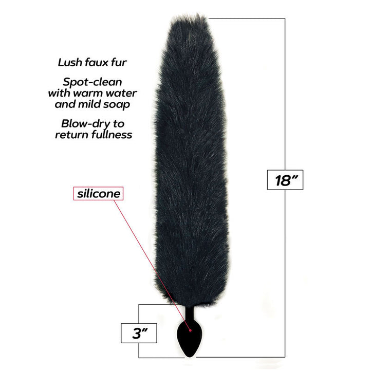 Icon Foxy Fox Tail Silicone Butt Plug - Black