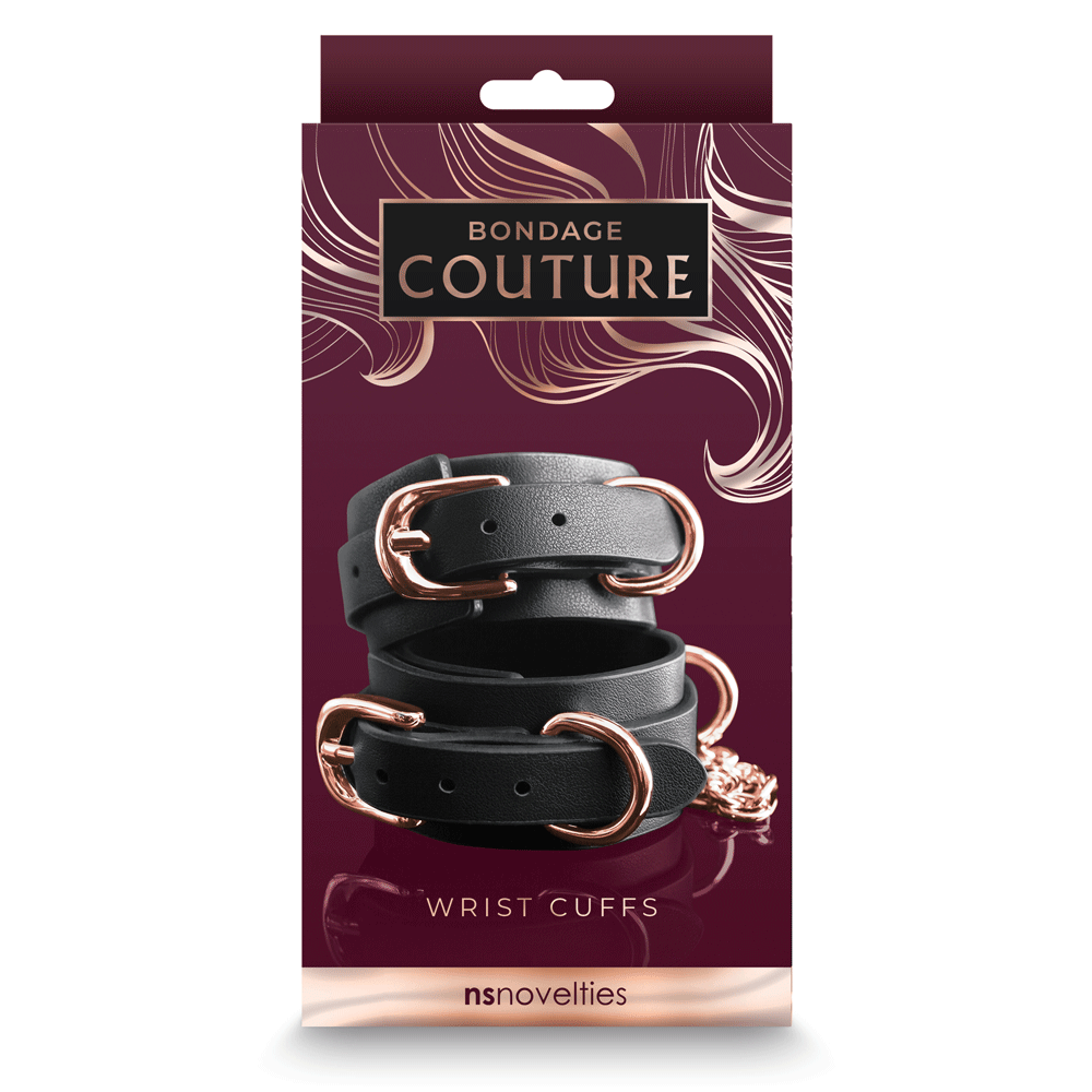 NS Novelties Bondage Couture Wrist Cuffs - Black