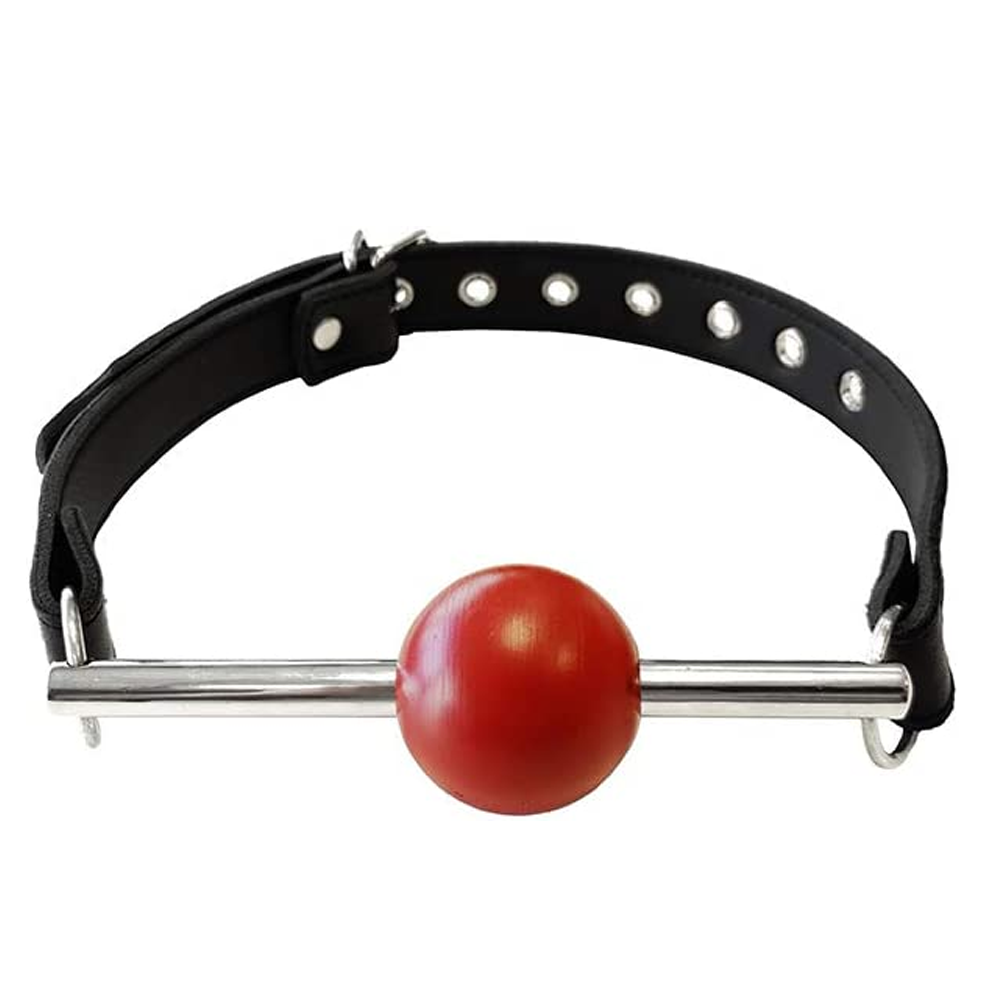 Rouge Leather Ball Gag With Stainless Steel Rod