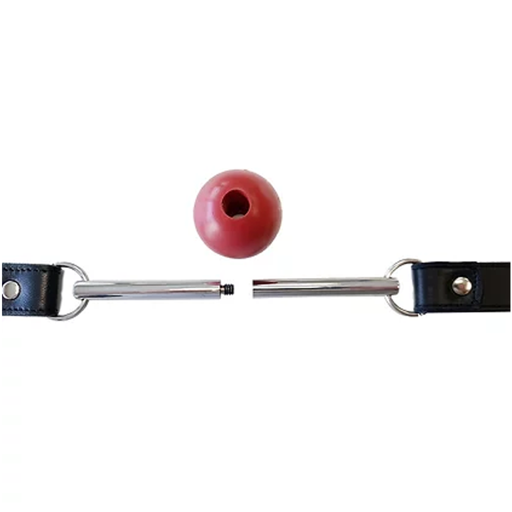 Rouge Leather Ball Gag With Stainless Steel Rod