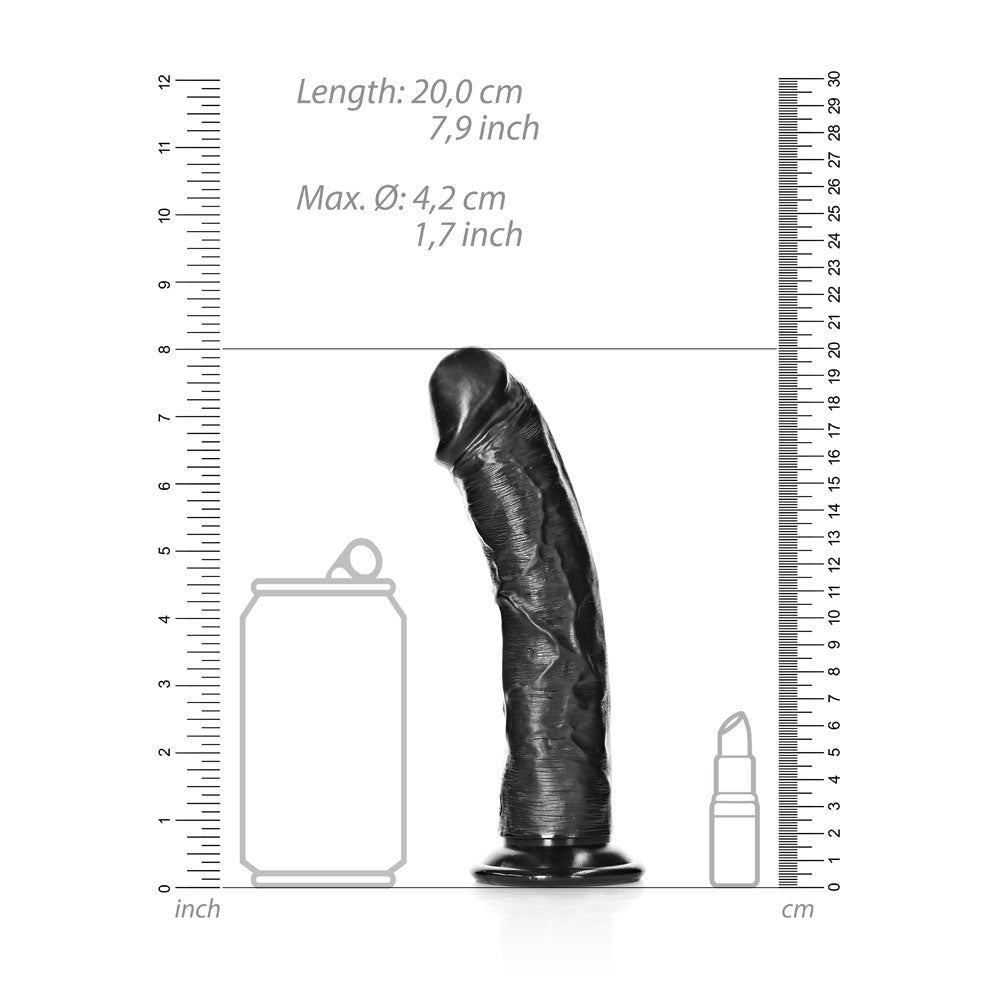 Shots Real Rock Realistic Curved Dildo 7 Inch - Black