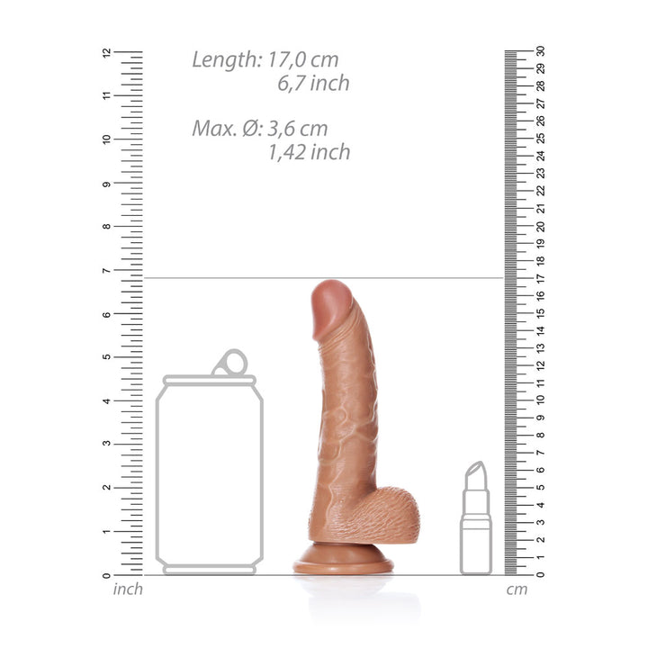 Shots Real Rock Realistic Curved Dildo With Balls 6 Inch - Tan