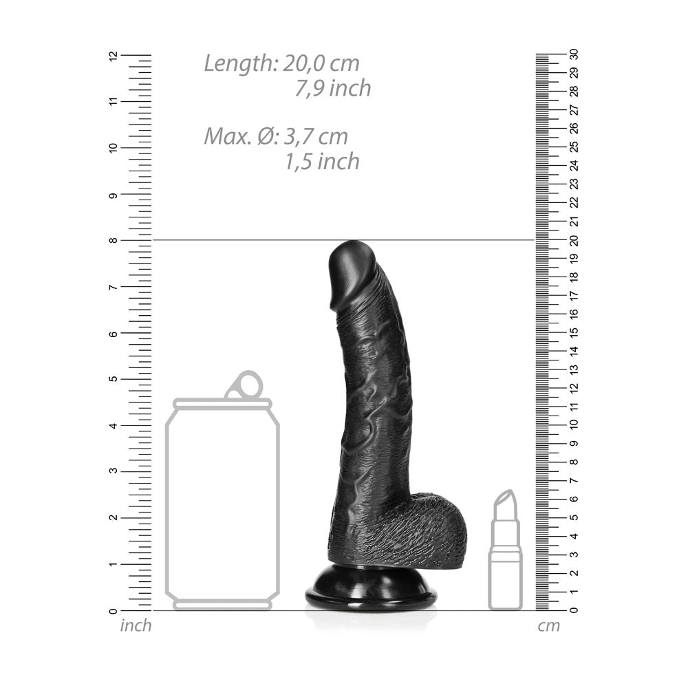 Shots Real Rock Realistic Curved Dildo With Balls 7 Inch - Black
