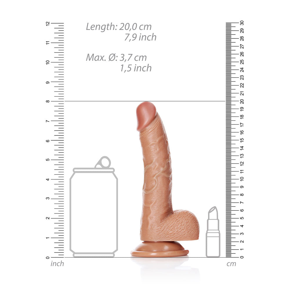 Shots Real Rock Realistic Curved Dildo With Balls 7 Inch - Tan