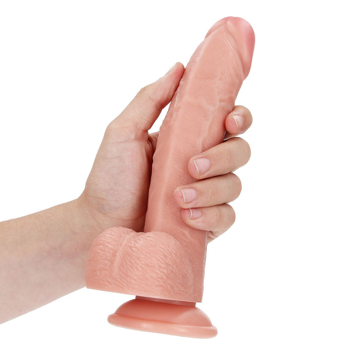 Shots Real Rock Realistic Curved Dildo With Balls 8 Inch - Light