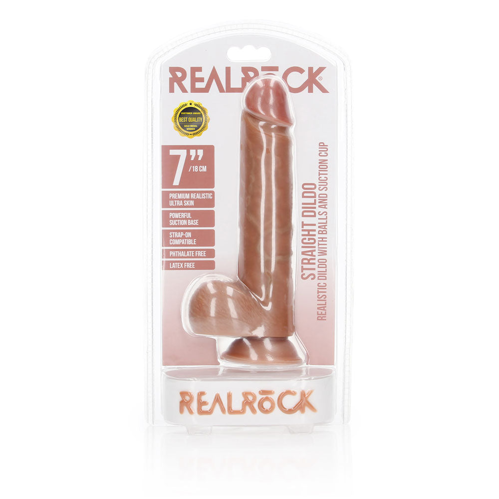 Shots Real Rock Realistic Straight Dildo With Balls 7 Inch - Tan