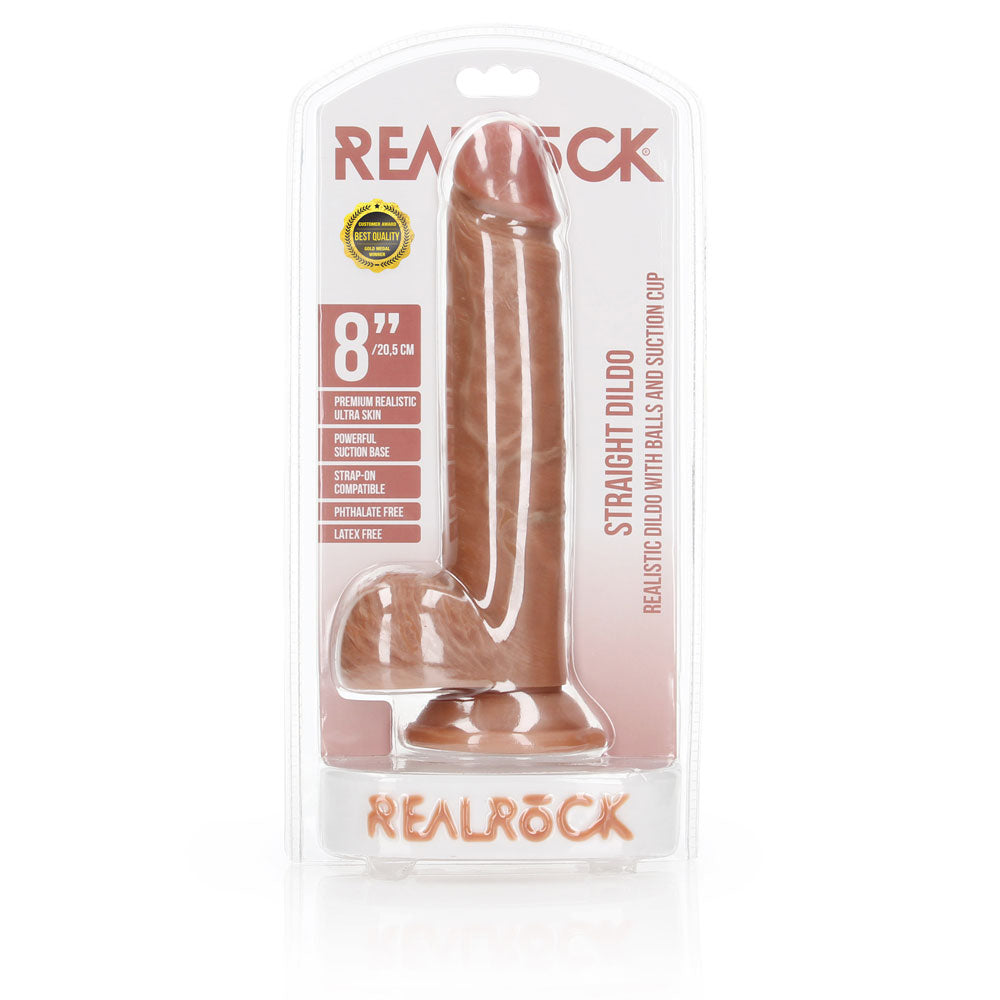 Shots Real Rock Realistic Straight Dildo With Balls 8 Inch - Tan