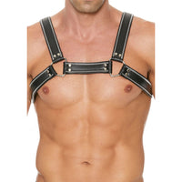 Shots UOMO Z Series Leather Men's Bulldog Harness S/M - Black