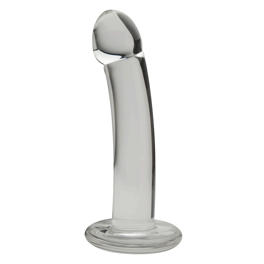 Spartacus Blown Glass 6 Inch Dildo With Base - Clear