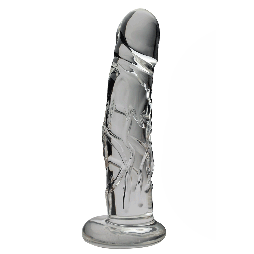 Spartacus Blown Glass 7 Inch Dildo With Base - Clear