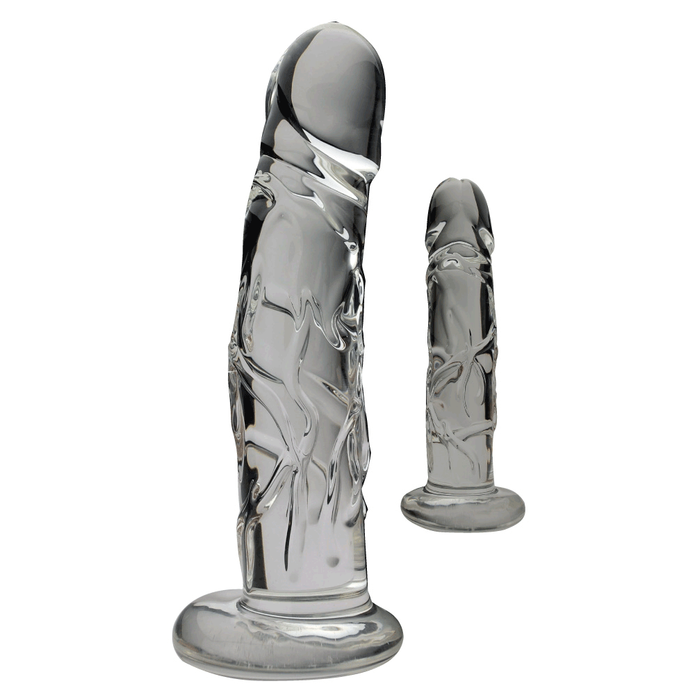 Spartacus Blown Glass 7 Inch Dildo With Base - Clear