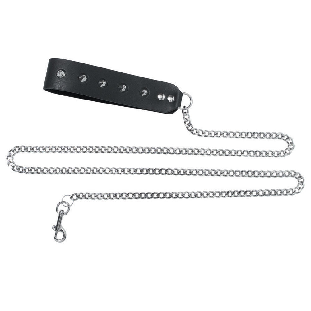 Spartacus Chain Leash With Studded Leather Handle