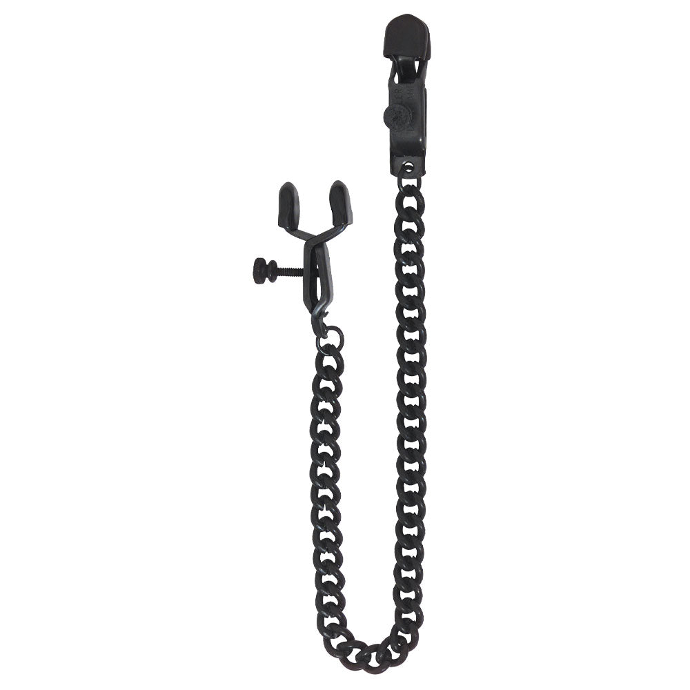 Spartacus Open Wide Nipple Clamps Link Chain - Black 