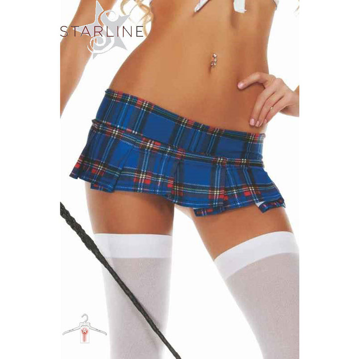 Starline Plaid School Girl Mini Skirt - Blue