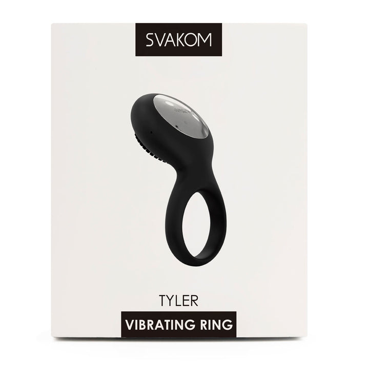 Svakom Tyler Rechargeable Vibrating Cock Ring - Black