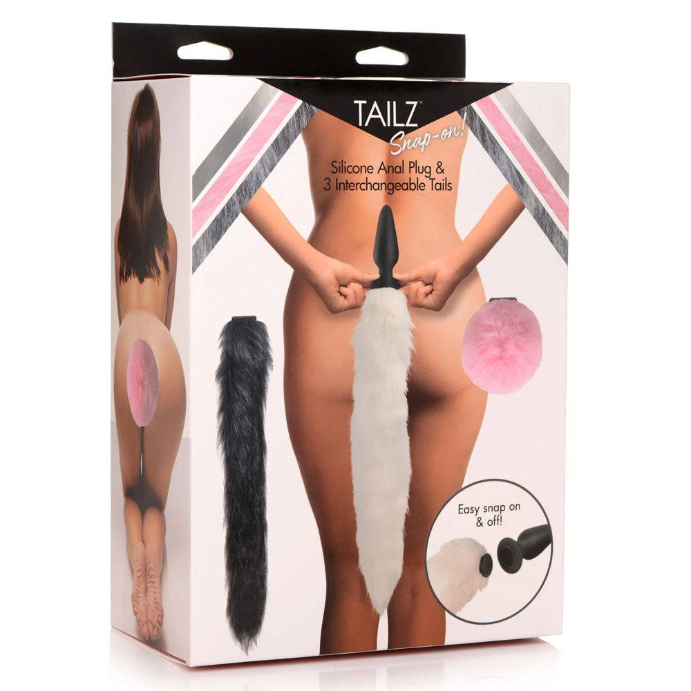 XR Tailz Snap-On Silicone Anal Plug & 3 Interchangeable Tails
