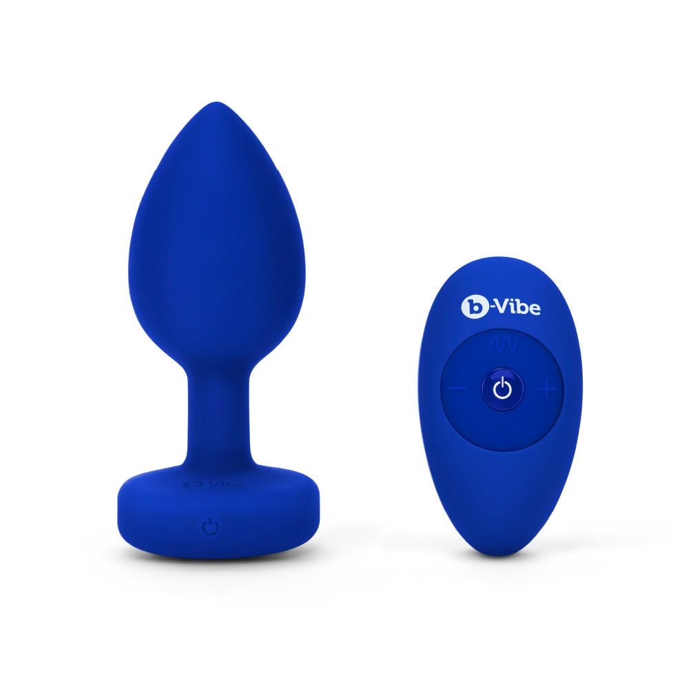 b-Vibe Vibrating Jewels Remote Control Butt Plug L/XL - Navy