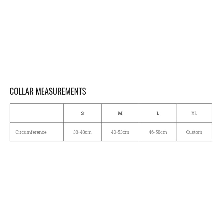 S(A)X 4 Ring Collar Velcro Size Chart