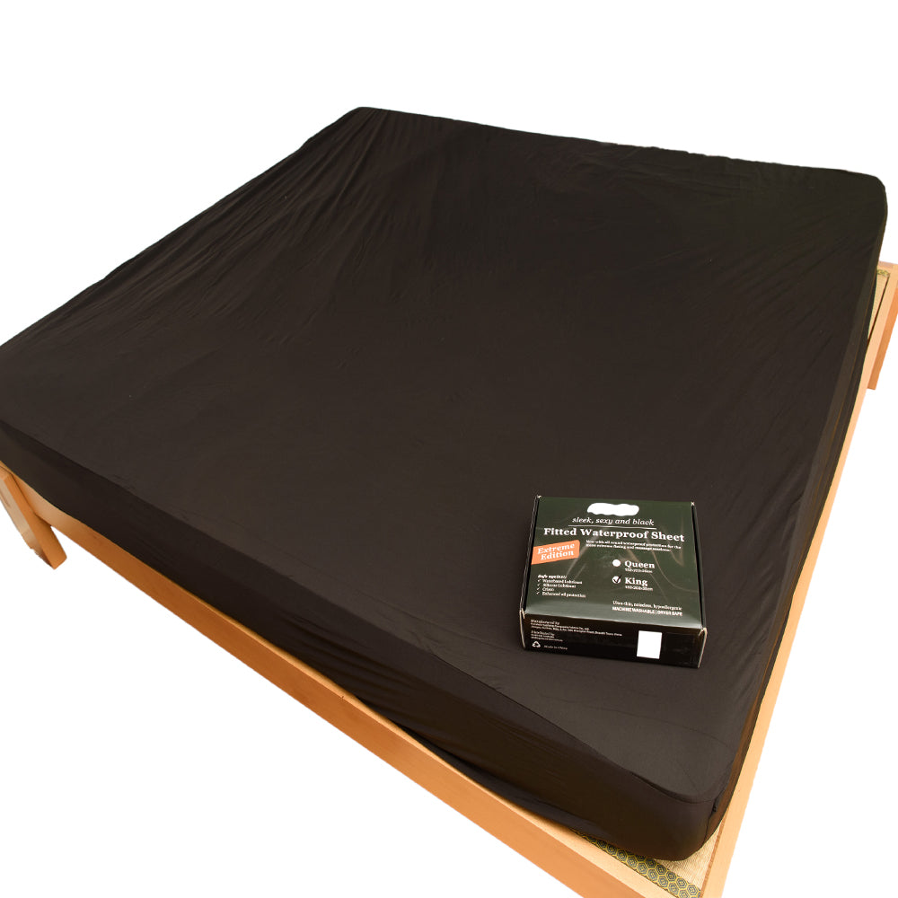 EROTICGEL BLACK WATERPROOF FITTED SHEET EXTREME EDITION - QUEEN