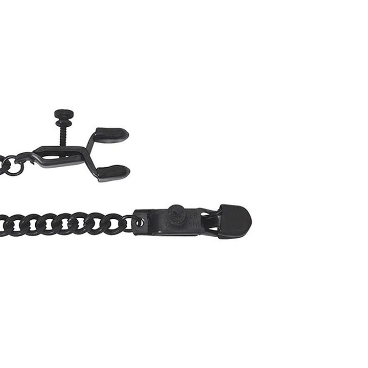 Spartacus Open Wide Nipple Clamps Link Chain - Black 