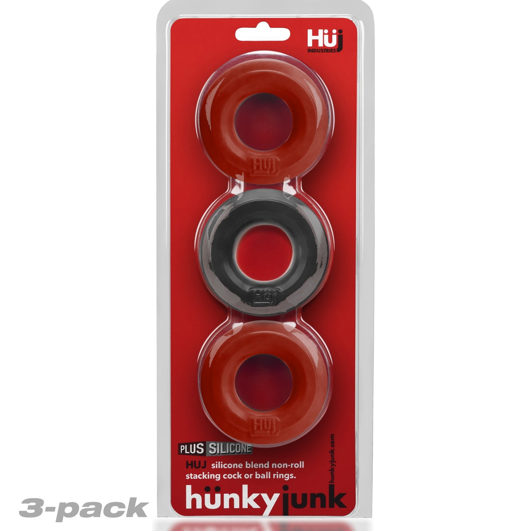 HunkyJunk HUJ Cock Ring 3 Pack - Cherry