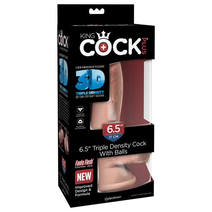 Pipedream King Cock Plus Triple Density Cock with Balls 6.5 Inch - Light
