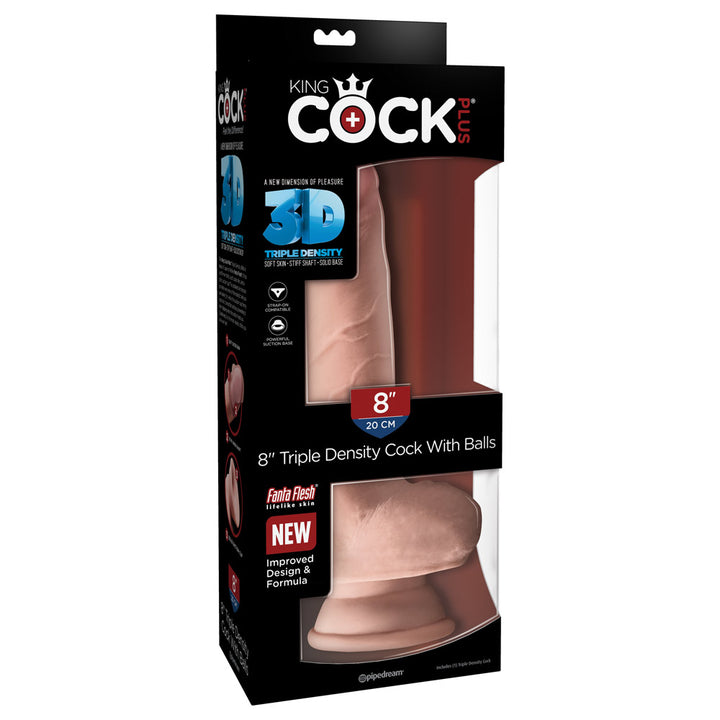 Pipedream King Cock Plus Triple Density Cock with Balls 8 Inch - Light