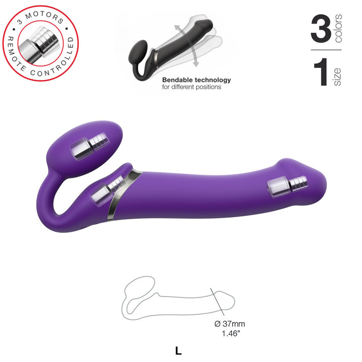Strap On Me Strapless Bendable Remote Vibrating Strap On Large - Purple
