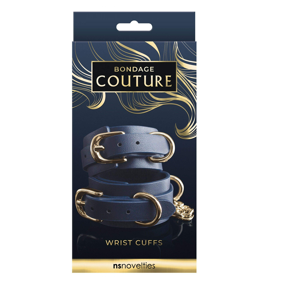 NS Novelties Bondage Couture Wrist Cuffs - Blue