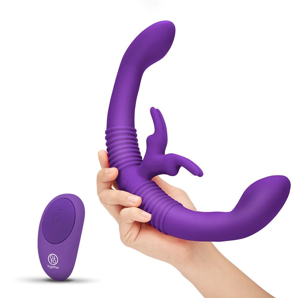 Together Double Ended Dildo Rabbit Vibrator Remote Control - Purple