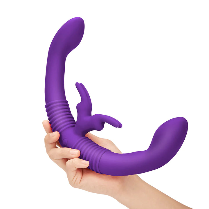 Together Double Ended Dildo Rabbit Vibrator Remote Control - Purple