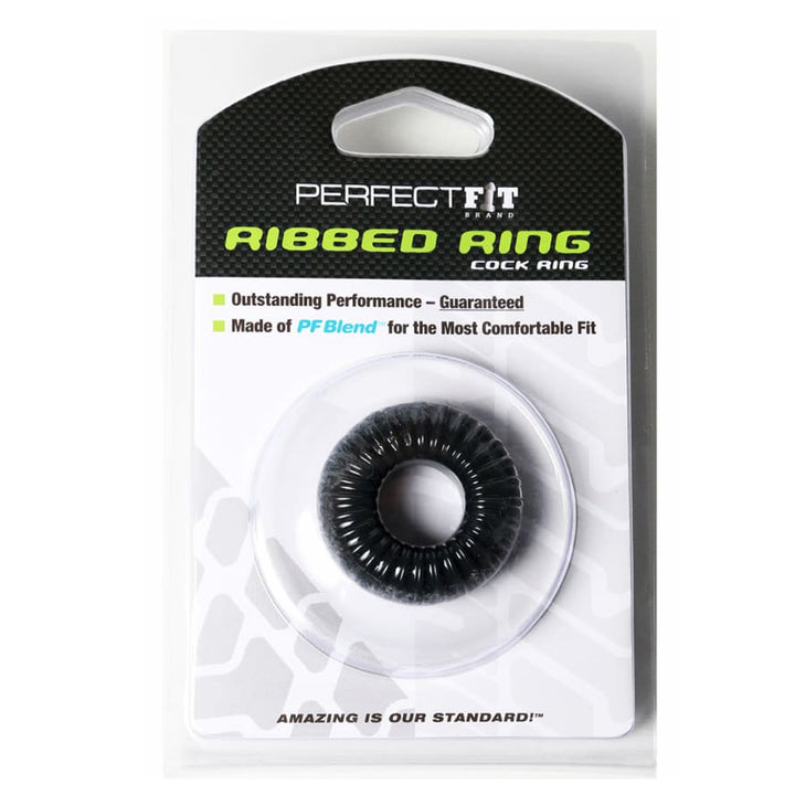 Perfect Fit Ribbed Cock Ring Black