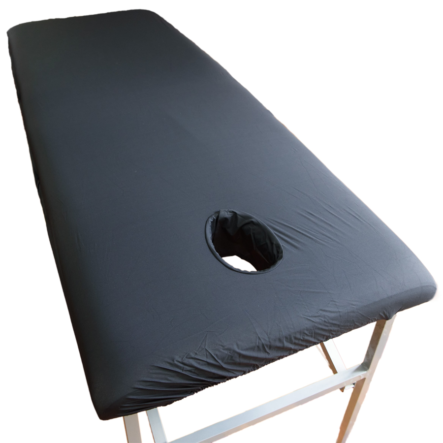Eroticgel Black Waterproof Massage Table Sheet - Face Hole