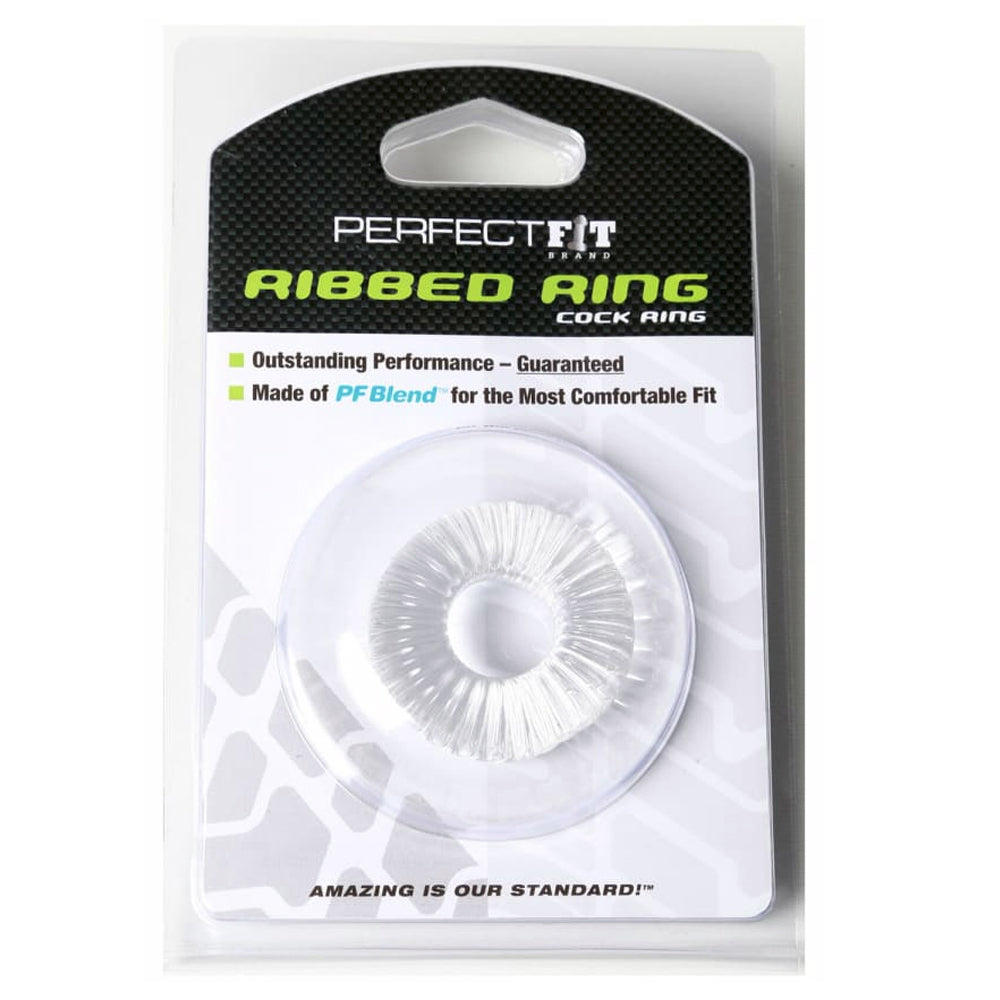 Perfect Fit Ribbed Cock Ring Clear
