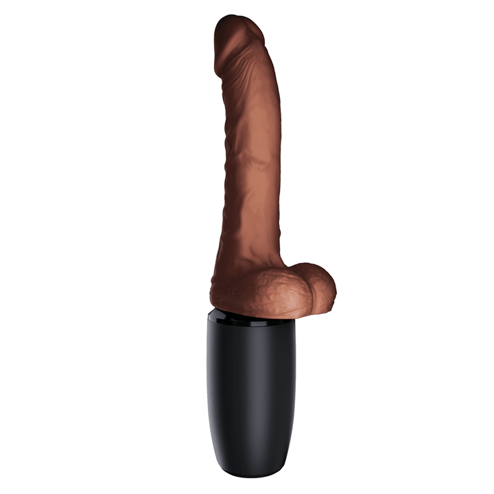 Pipedream King Cock Plus Triple Threat Thrusting Cock With Balls 7.5 Inch - Brown