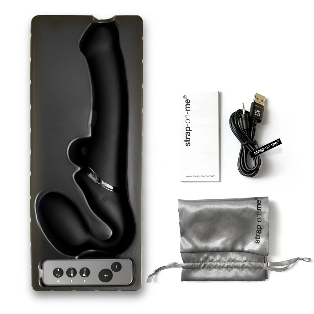 Strap On Me Strapless Bendable Remote Vibrating Strap On XL - Black