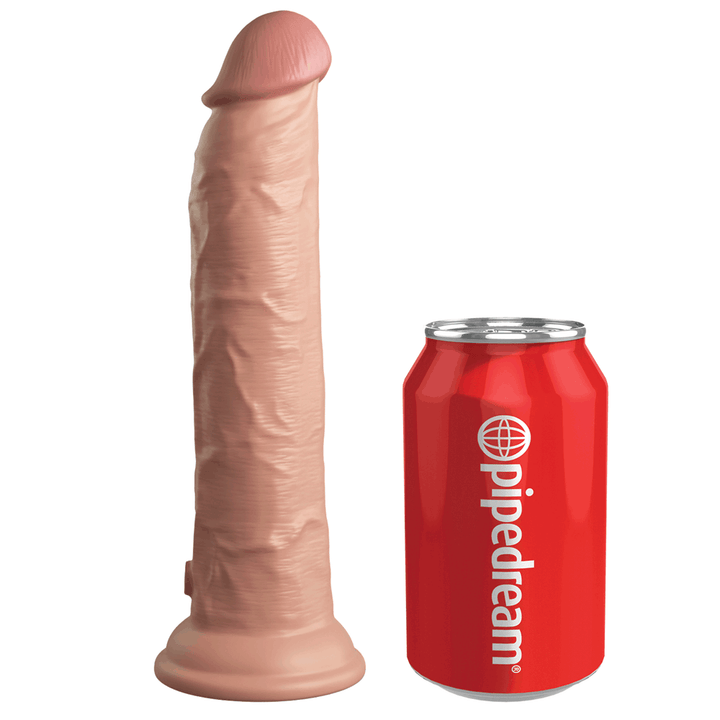 Pipedream King Cock Elite 9" Vibrating Silicone Dual Density Cock with Remote - Light