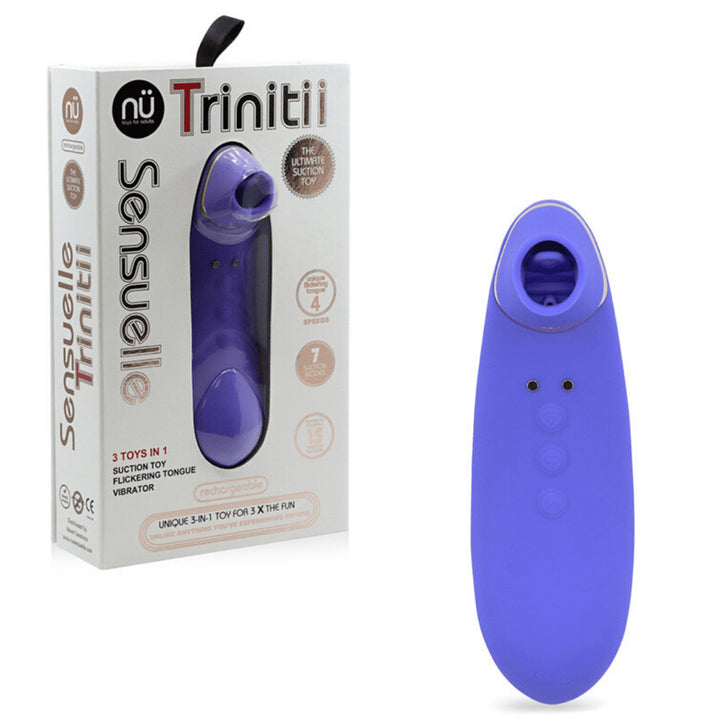 Nu Sensuelle Trinitii Flickering Tongue Clitoral Suction Vibrator - Ultra Violet